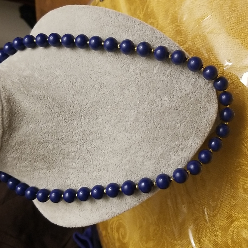 Vintage blue and golden beaded necklace
